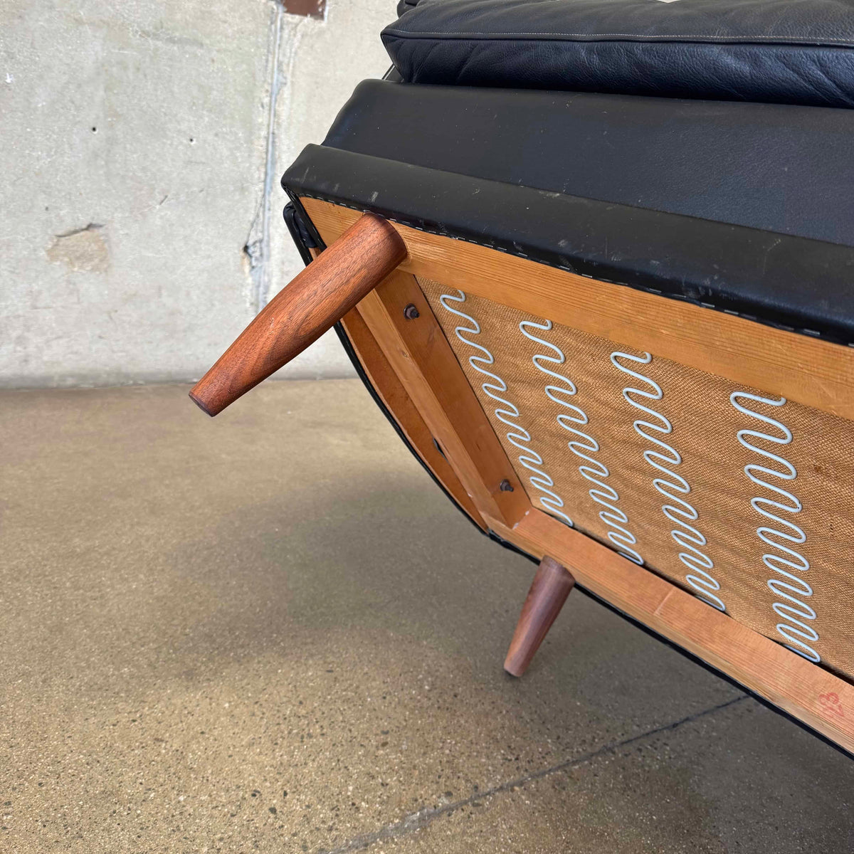 Mid Century Danish Leather Settee C. 1965