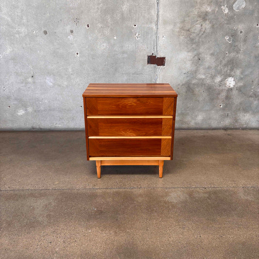 Mid Century Modern 3 Drawer Walnut/ Birch Dresser