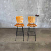 Pair of Iron & Wood Barstools by Arthur Umanoff