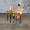 Pair of Iron & Wood Barstools by Arthur Umanoff