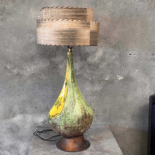 Vintage Mid Century Modern Lava Glazed Ceramic Table Lamps