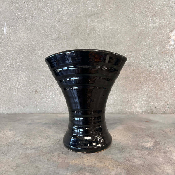 Bauer Matt Carlton Fan Vase - Rare Black Glaze Product Image