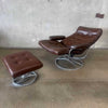 1971 Dark Chocolate Leather Ekornes "Stressless" Recliner & Ottoman