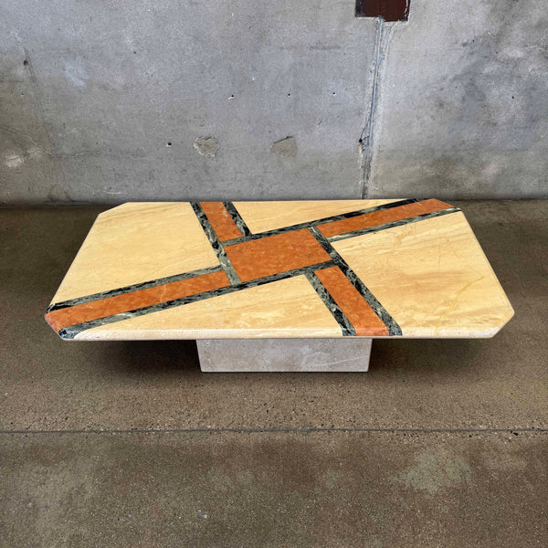 Vintage Post Modern Geometric Marble Coffee Table Product Image