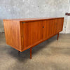 Peter Louig Mid Century Wooden Teak Tambour Door Credenza