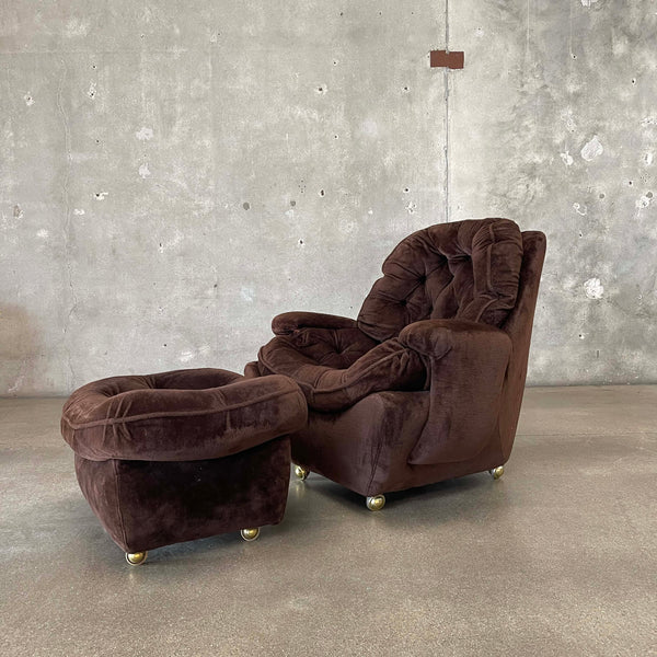 1970's Plush Chair w/Footstool