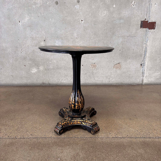 Antique Hand Painted Flip Top Side Table on Castors