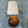 1960's Amber / Tobacco Drip Glazed Ceramic Lamp