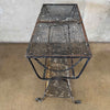Vintage Metal Mesh and Iron Patio Console Table