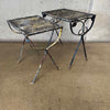 Pair of Vintage Mesh + Iron Stacking Patio Side Tables