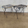 Pair of Vintage Mesh + Iron Stacking Patio Side Tables