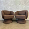 Pair of Brown Boucle Style Swivel Chairs Product Image