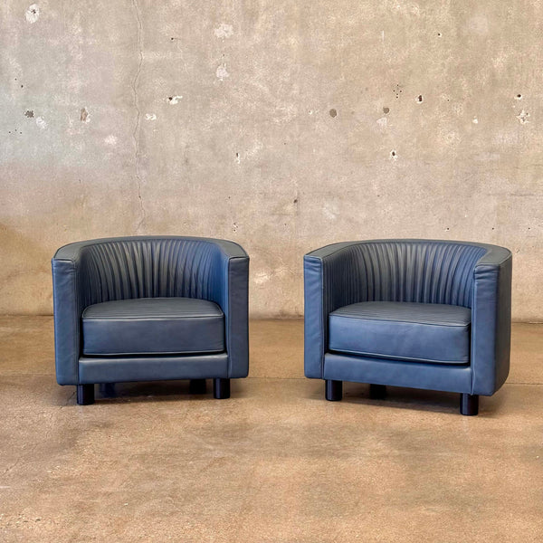 Pair of Italian Leather Lounge Chairs by Mariani