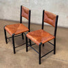 Pair of Blank and Tan Dining Chairs w/Grass Cord Seats