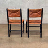 Pair of Blank and Tan Dining Chairs w/Grass Cord Seats