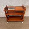 Vintage Mid Century Modern Teak Bar Cart With Interchangeable Shelving
