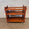 Vintage Mid Century Modern Teak Bar Cart With Interchangeable Shelving