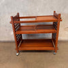 Vintage Mid Century Modern Teak Bar Cart With Interchangeable Shelving