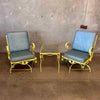 1962 Wrought Iron Spring Swivel Lounge Chairs & Table