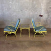 1962 Wrought Iron Spring Swivel Lounge Chairs & Table