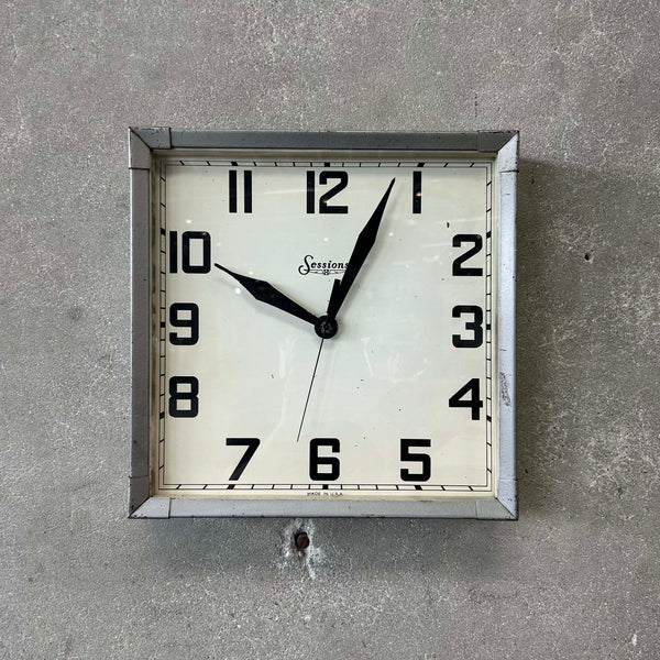 Vintage Sessions Industrial Square Wall Clock - Made in USA - Tested/Works