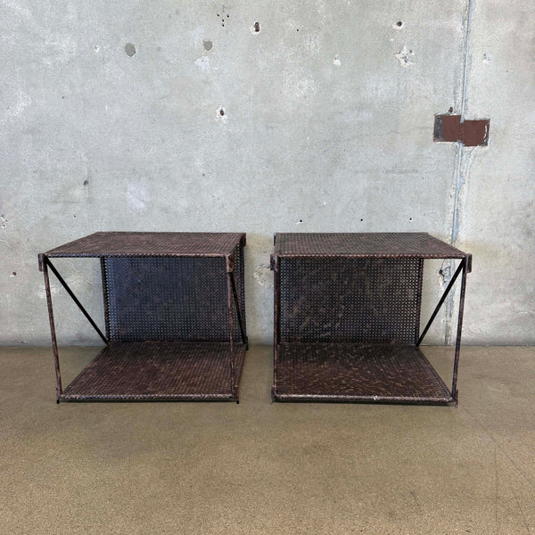 Pair of French Style Perforated Metal Accent Tables