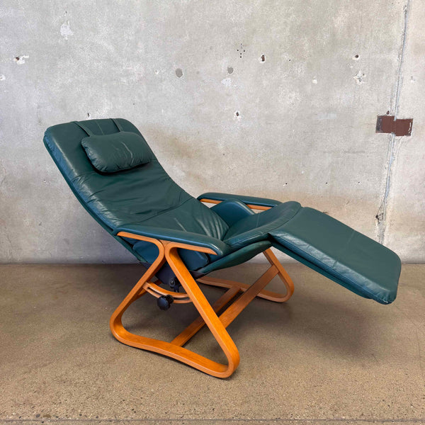 Vintage Green Leather Nepsco Backsaver Zero Gravity Lounge Chair Product Image