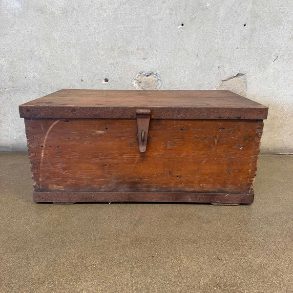 Primitive Wood Storage Chest With Metal Hardware