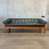 Vintage Mid Century Modern Teak & Green Leather Sofa By Hjellegjerde Mobler