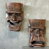 Vintage Set of Oversized Wooden Comedy & Tragedy Masks C.1960s