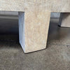 Vintage Post Modern Half Moon Beige Wood & Travertine Coffee Table