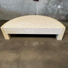 Vintage Post Modern Half Moon Beige Wood & Travertine Coffee Table