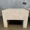 Pair of Vintage Beige Wood & Travertine Side Tables