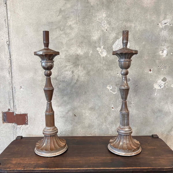 Pair of Old Mexico Silvered Tin Candle Sticks Product Image