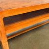 1982 Oak Mid Century Modern Style Console w/ Cane Shelf