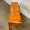 1982 Oak Mid Century Modern Style Console w/ Cane Shelf