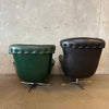 Mid Century Modern His/Hers Recliners w/ Ottomans