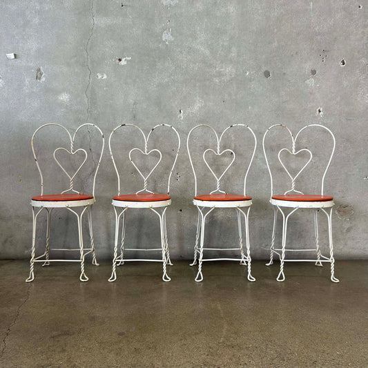 Set of 4 Vintage Ice Cream Parlor Chairs Wrought Iron