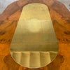 Mid Century Burl & Brass Dining Table (One Leaf)