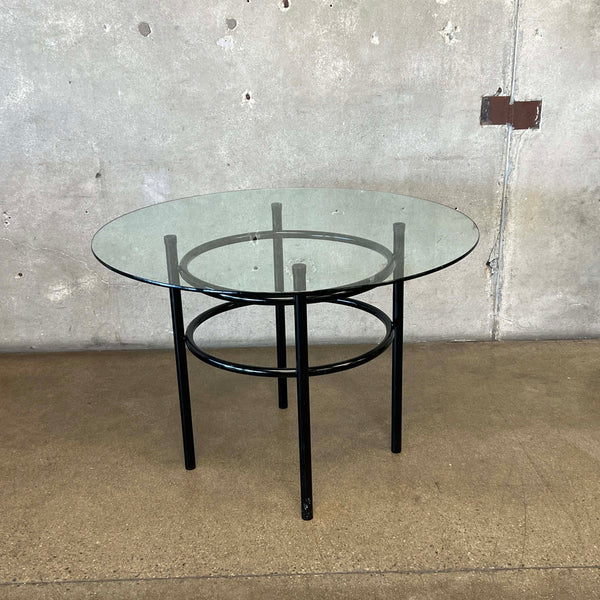 Post Modern Tubular Steel Base & Glass Top Dining/Game Table