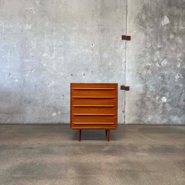 Danish Modern Teak Five Drawer Dresser