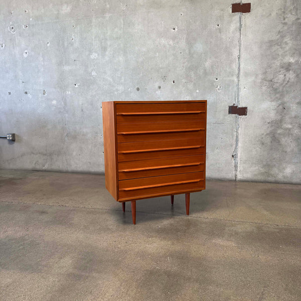 Danish Modern Teak Five Drawer Dresser