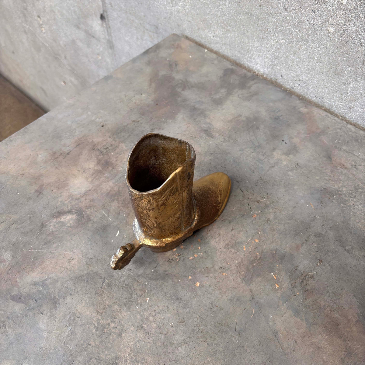 Vintage Brass Cowboy Boot Vase