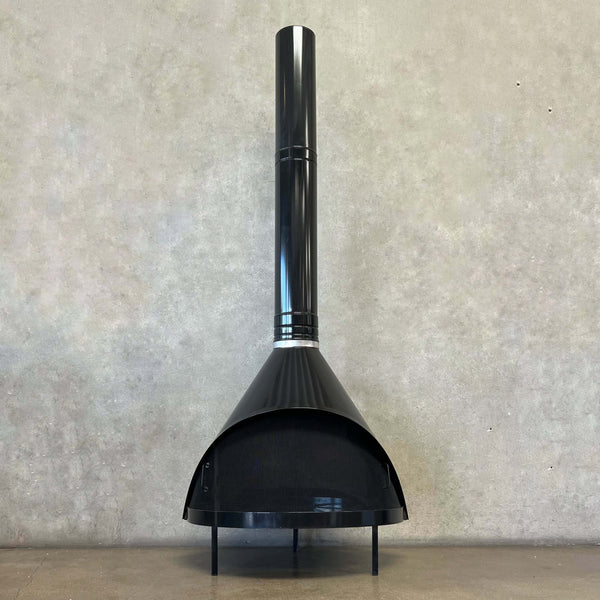 Vintage Mid Century Modern Black Porcelain Enamel Finish Preway Fireplace