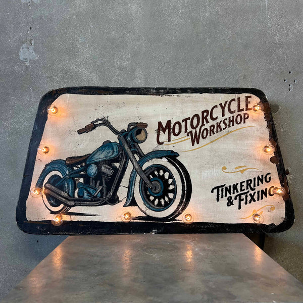 Custom Made Light Up Motorcycle Workshop Sign Product Image