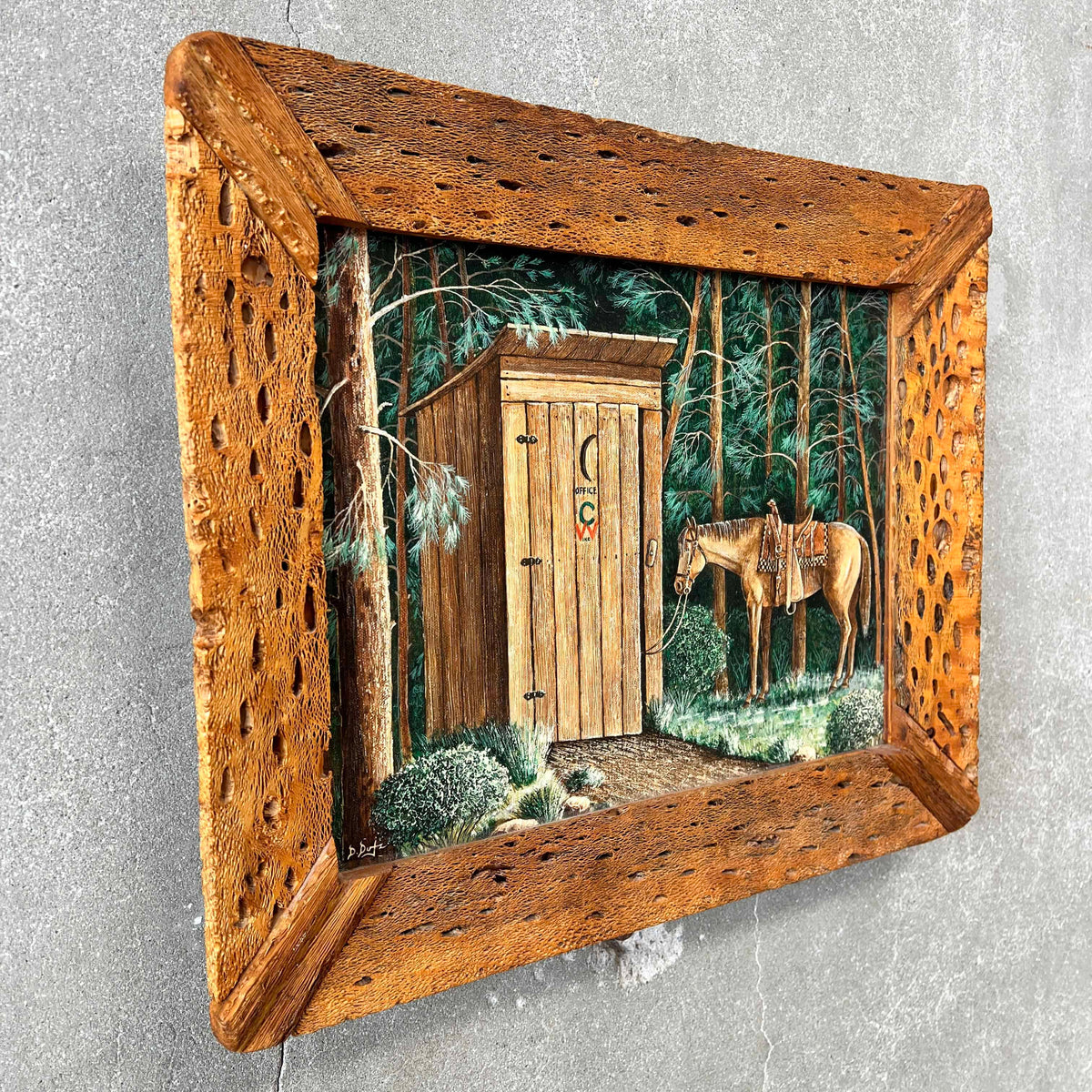 Vintage Cholla Wood Frame w/ Western Painting
