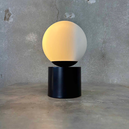 Mid Century Modern Style Black and White Globe Table Lamp