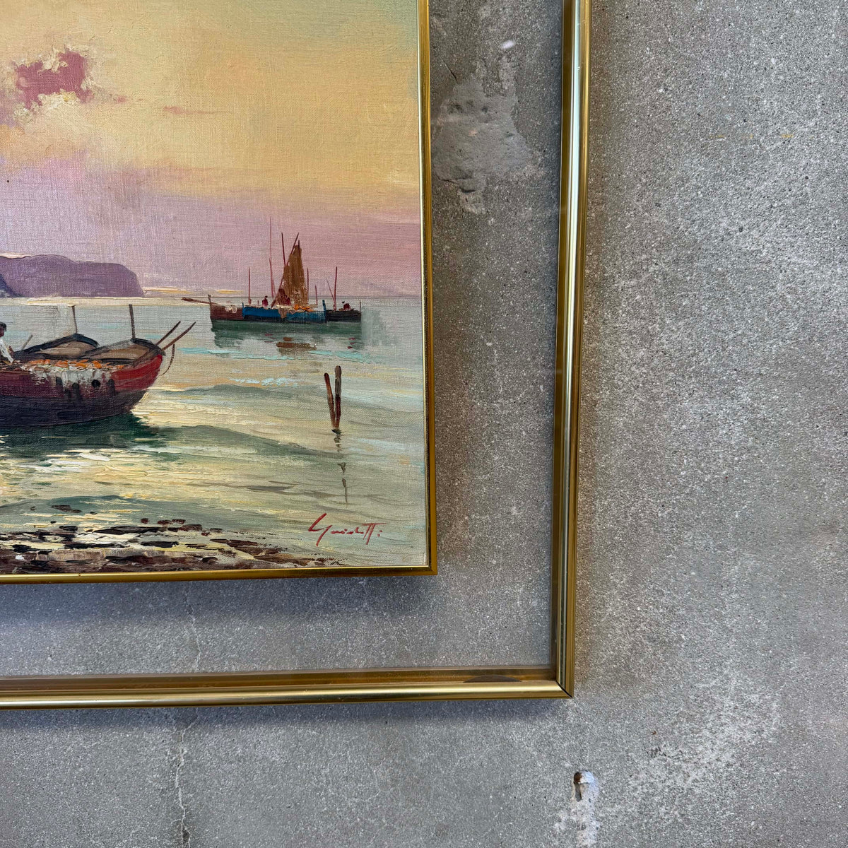 1960s' Ilio Gianaccini Italian Fisherman Painting - Oil on Canvas