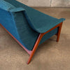 Vintage Teal Blue Maharam Fabric Mid Century Dux of Sweden Sofa