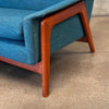 Vintage Teal Blue Maharam Fabric Mid Century Dux of Sweden Sofa